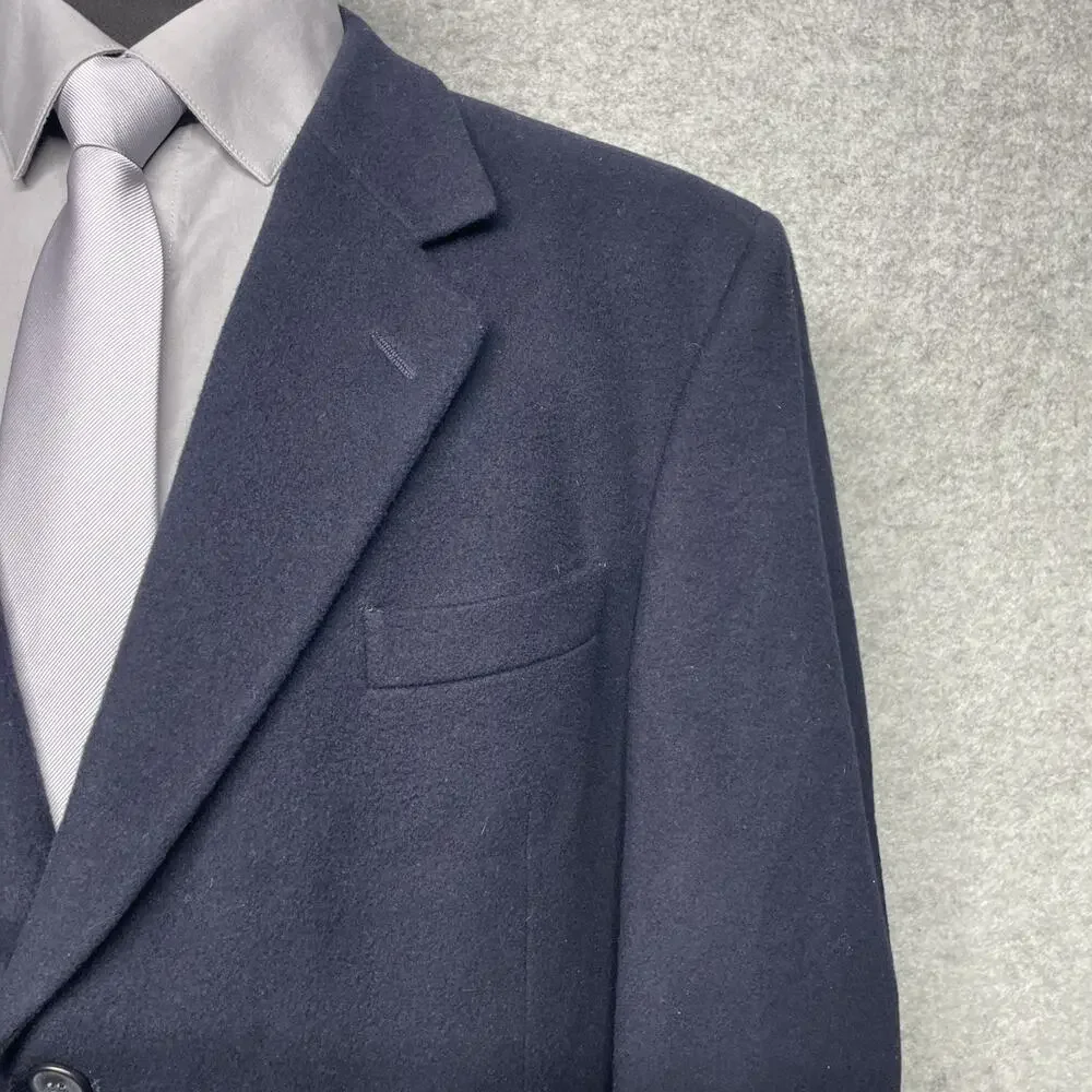 Vtg 90s Jean Paul Germain Paris Mens 44R Wool Like Sport Coat Blazer Navy Poland
